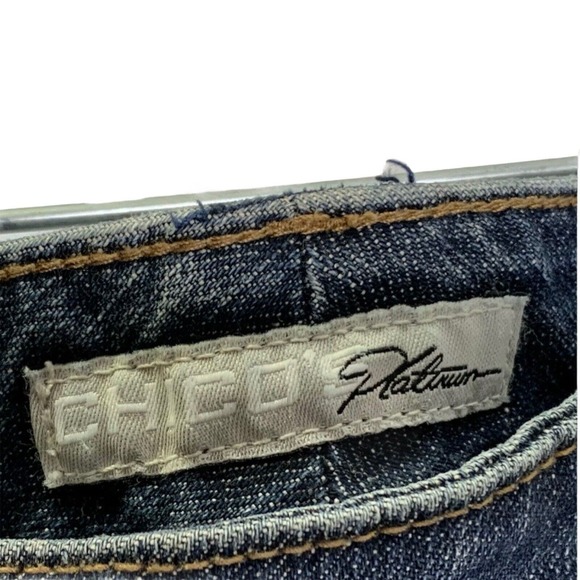 Chico's Platinum Womens Jeans Denim Medium Wash Straight Leg Cotton Sz 2.5 Short - Picture 2 of 11